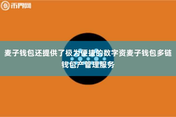 麦子钱包还提供了极为便捷的数字资麦子钱包多链钱包产管理服务